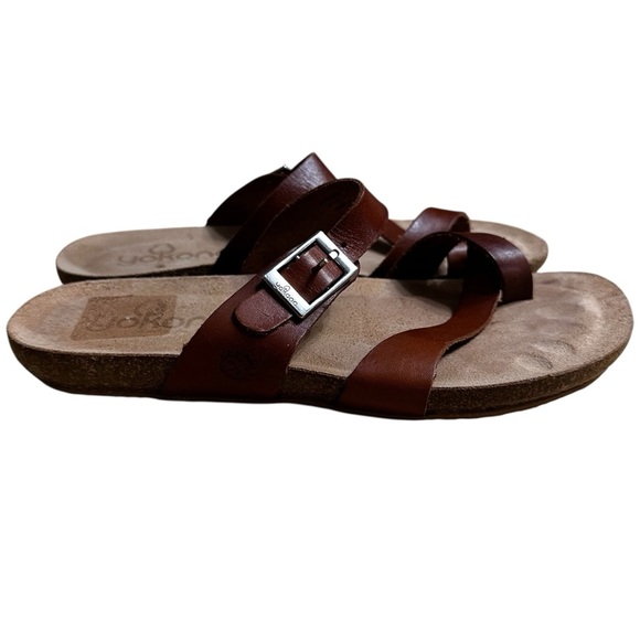Yokono Brown Sandals Leather Slip On Comfort Shoes Size 7.5 Made In Spain - Picture 2 of 9